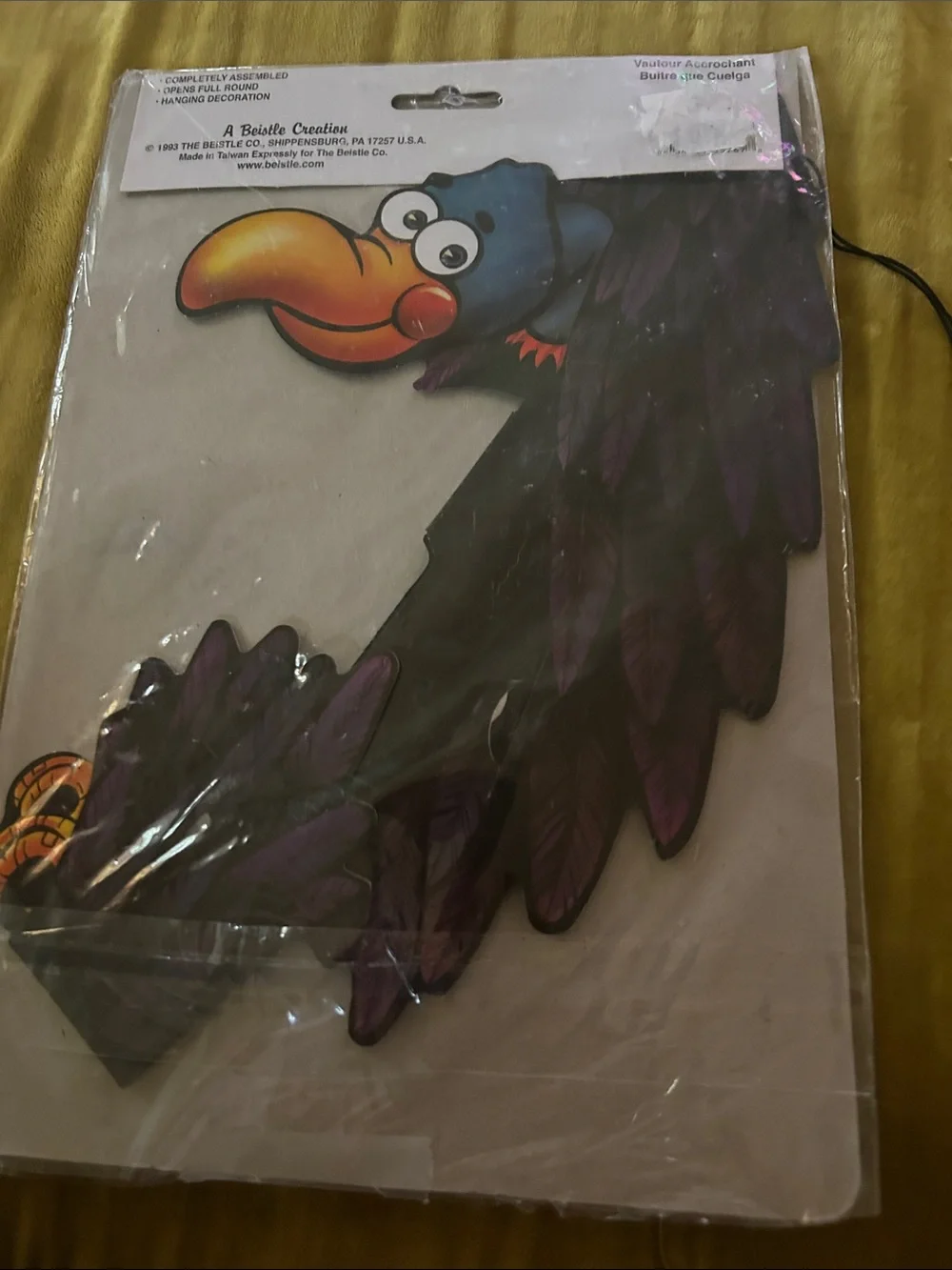 Vintage Hanging Vulture Wall Decor - Purple/Black